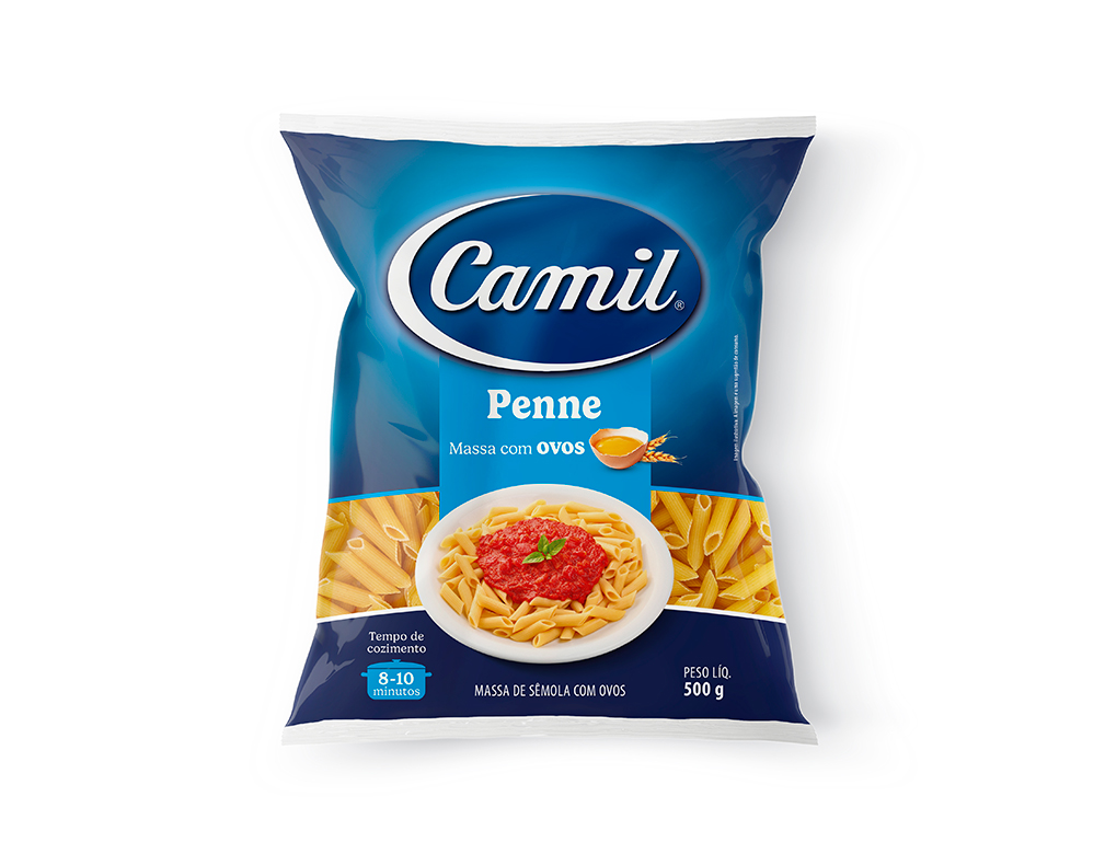 MACARRÃO PENNE COM OVOS CAMIL 500 G (FDO 20 PCT)